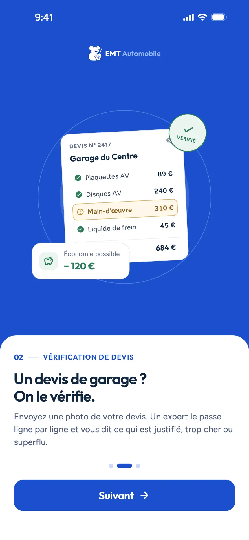 L'analyse de devis dans l'app EMT Automobile